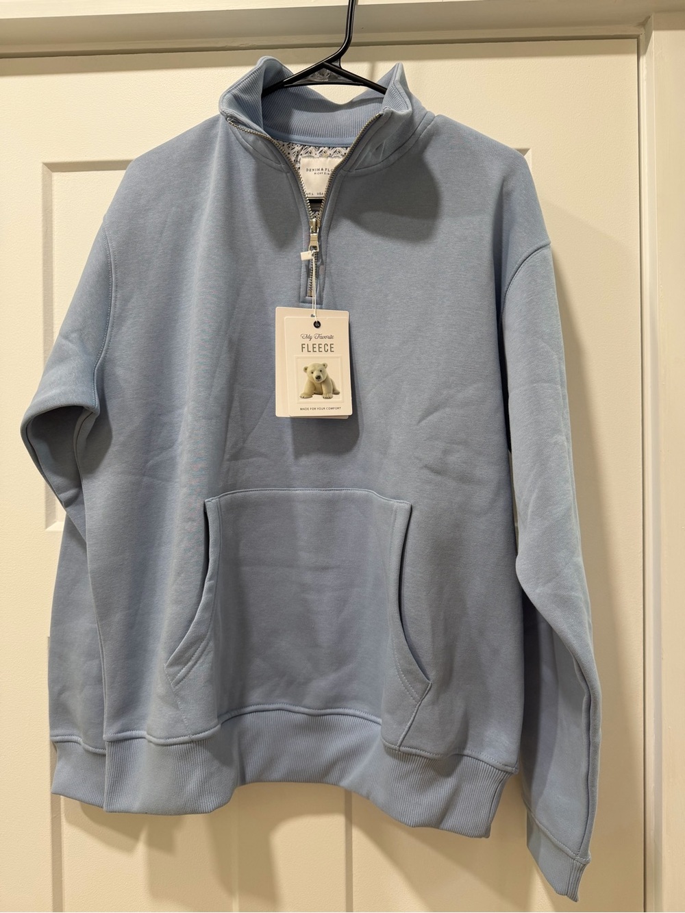 Denim & Flower Light Blue Quarter-Zip Fleece Pullover - Men